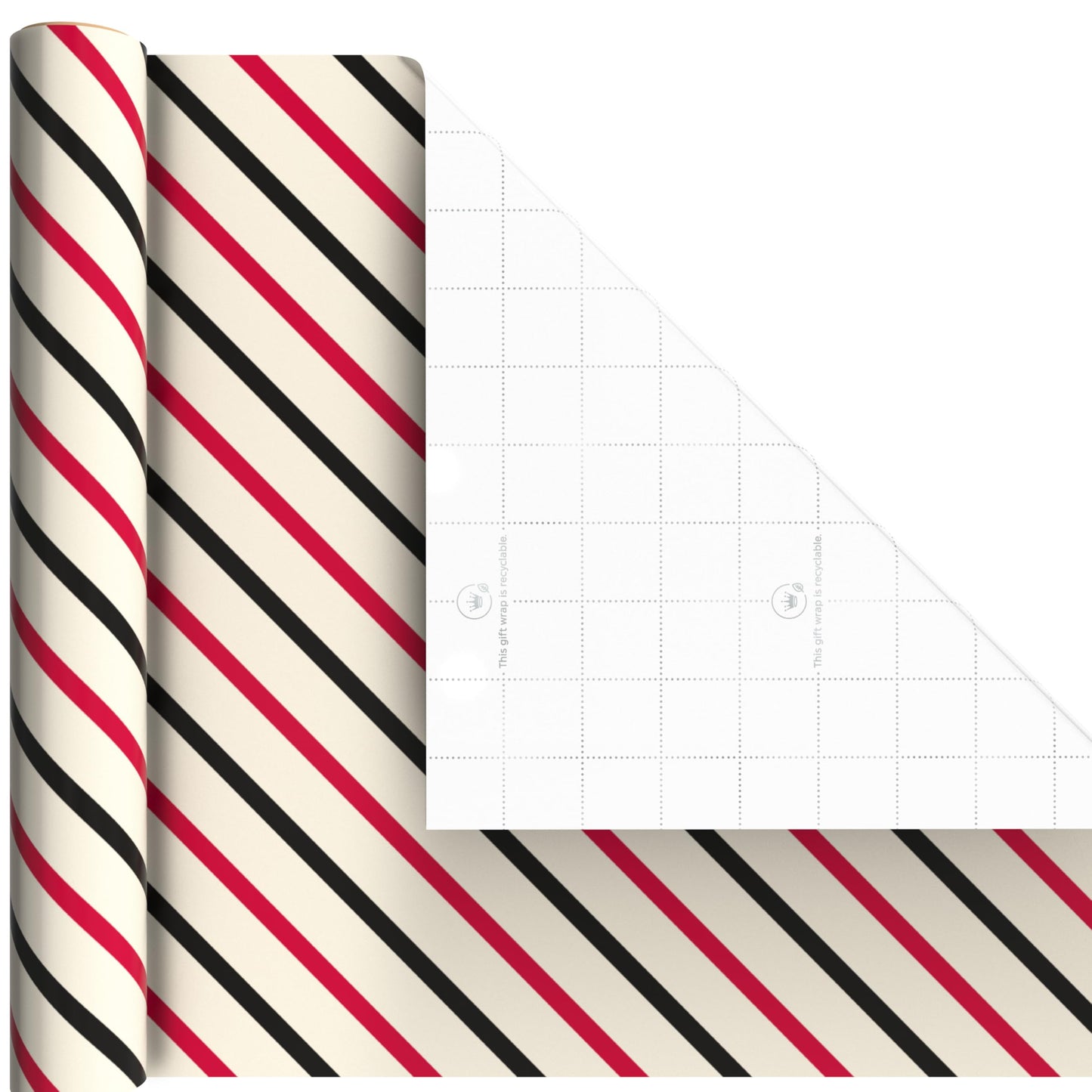 Hallmark Red and Black Wrapping Paper Mini Rolls, 3-Pack (Bows, Diagonal Stripes, Polka Dots) for Valentine's Day, Birthdays, Mother's Day, Bridal Showers - 45 Sq. Ft. Total