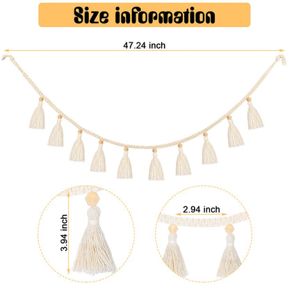 Tatuo Boho Macrame Tassel Garland for Classroom Decor Hanging Tassel Garland Bunting Boho Classroom Decor for Nursery Room Birthday Party Bedroom Dorm(4 Pieces,47.2 Inch)