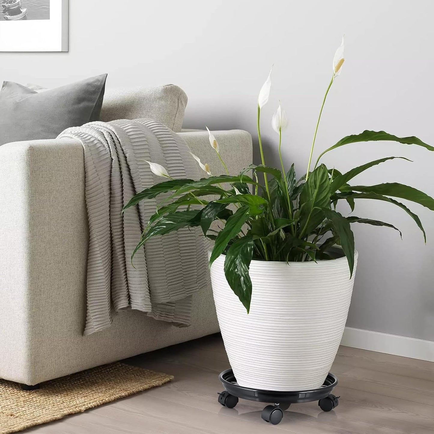 Skelang 11.8" Pack 3 Plant Caddy, Plant Stand, Round Plant Pallet Pot with Lock Wheels, Rolling Tray Planter Trolley
