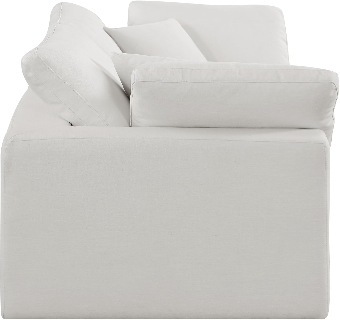 Meridian Furniture 187Cream-S80 Comfy Collection Modern | Contemporary Upholstered Modular Sofa with Cream Linen Textured Fabric Upholstery, Down Feather Cushions, 80" W x 40" D x 34.5" H, Cream