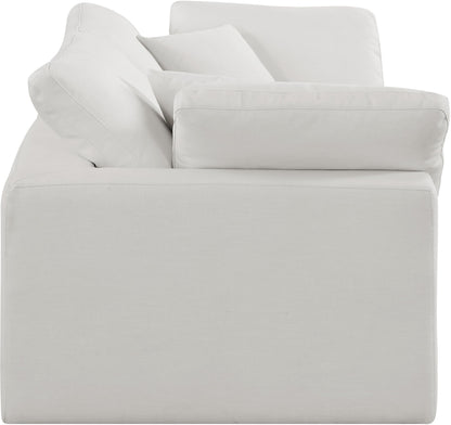 Meridian Furniture 187Cream-S80 Comfy Collection Modern | Contemporary Upholstered Modular Sofa with Cream Linen Textured Fabric Upholstery, Down Feather Cushions, 80" W x 40" D x 34.5" H, Cream