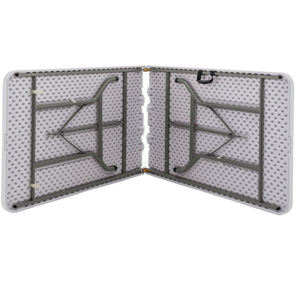 BTEXPERT Set of 5, 8-Foot - 96" Long White Plastic Folding Table Portable 30" Wide, 29" High, Indoor Outdoor Events Banquet Dining Party Patio