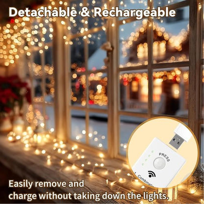 HXWEIYE Rechargeable Fairy Lights - 16FT 50LED Twinkle String Lights | 8 Modes & DIY Timer for Indoor Decor