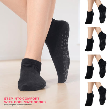 CoolMate Pilates Socks with Grips for Women, Yoga Socks, Crew Non Slip Women for Workout, Barre, Pilates Gifts