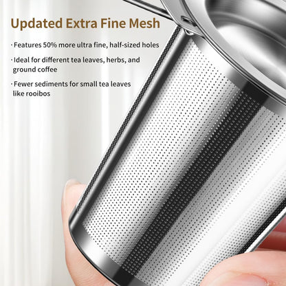 2Pack Long-Handled Tea Strainer, BOMANSI BOMS Stainless Steel Tea Infuser Basket Sitting in Mugs, Tea Infusers for Loose Tea, Fine Mesh Tea Diffuser Tea Strainers Filters, Tea Steeper for Leaf