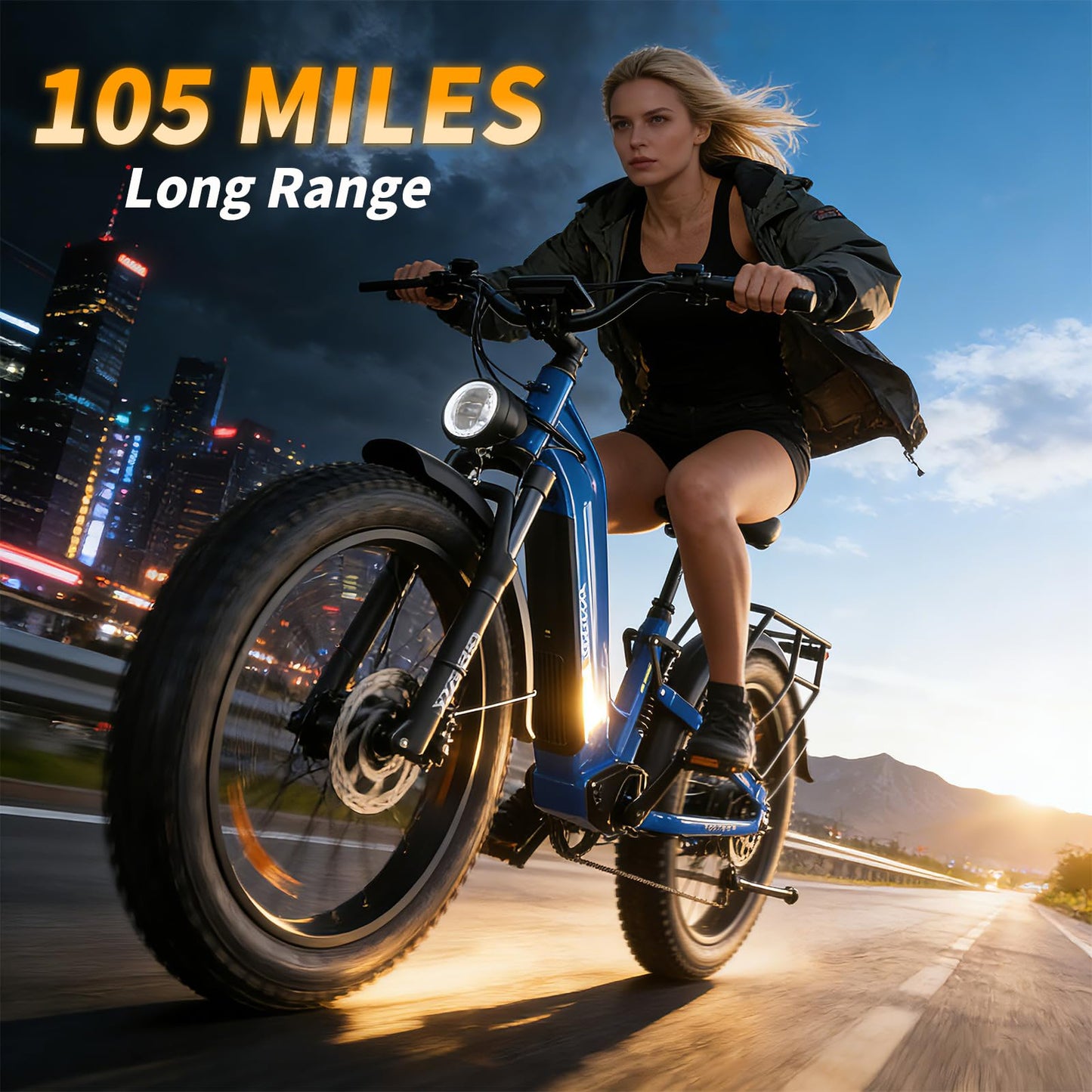 FREESKY Dual Motor Electric Bike for Adults 3500W Fast Ebike 105Miles Long Range 48V 25A Electric Mountain Bike 34MPH Dirt E Bike 26'' Fat Tire Full Suspension Electric Bicycle Women/Man Red-Gift