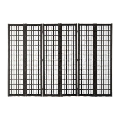 Amacv Room Divider, 6 Panel Japanese Room Divider, Folding Privacy Screen Indoor, Portable Partition Dividers and Decoration Screens, for Room Separation, Home, Office, Restaurant & Bedroom (Black)