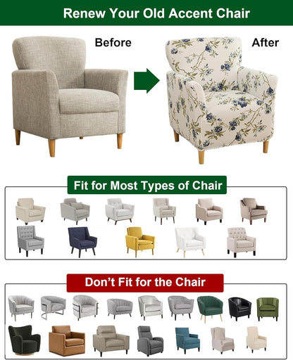 1 Sofa,A43 CRFATOP Printed Stretch Chair Slipcovers with Arms for Living Room Piece Accent Chair Covers Soft Banquet