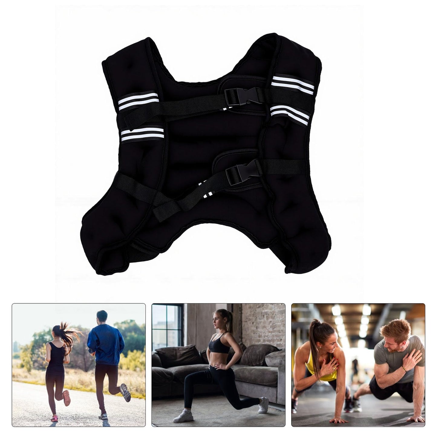 Generic Weighted Vest, Adjustable Neoprene Weight Vest for Men and Women with Reflective Stripe, Strength Training Running Jogging Workout Weightlifting (8KG)