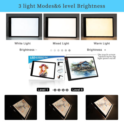PICOVISTA A2 Light Pad for Diamond Painting, LED Tracing Light Box with 3 Color Modes and Adjustable Brightness Battery Powered Light Board for Weeding Vinyl, Drawing, Sketching, Artists, Tatoo