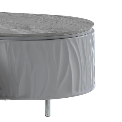 Acme Yukino Contemporary Wood/Metal Coffee Table in Gray High Gloss and Chrome