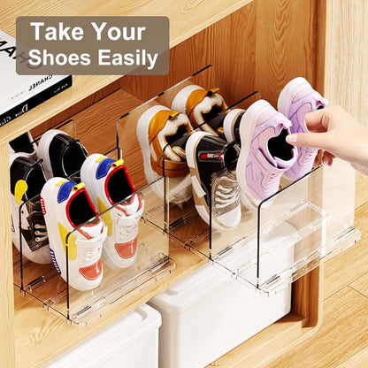 Copidrum Closet Organizer(2PACK) Clear Kids Shoe Rack Holder for Storage Organizer Stackable Shoes Shelf Dividers