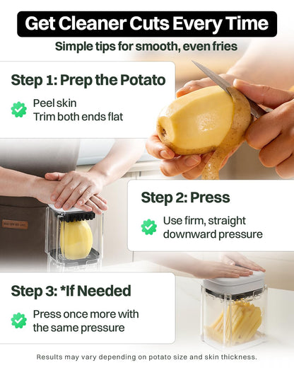 All-in-One French Fry Cutter for Potatoes and Strawberry Slicer – 4 Blade Fruit & Vegetable Slicer, Premium Chopper with Wedge, Garnish, and Strawberry Cutter Cup