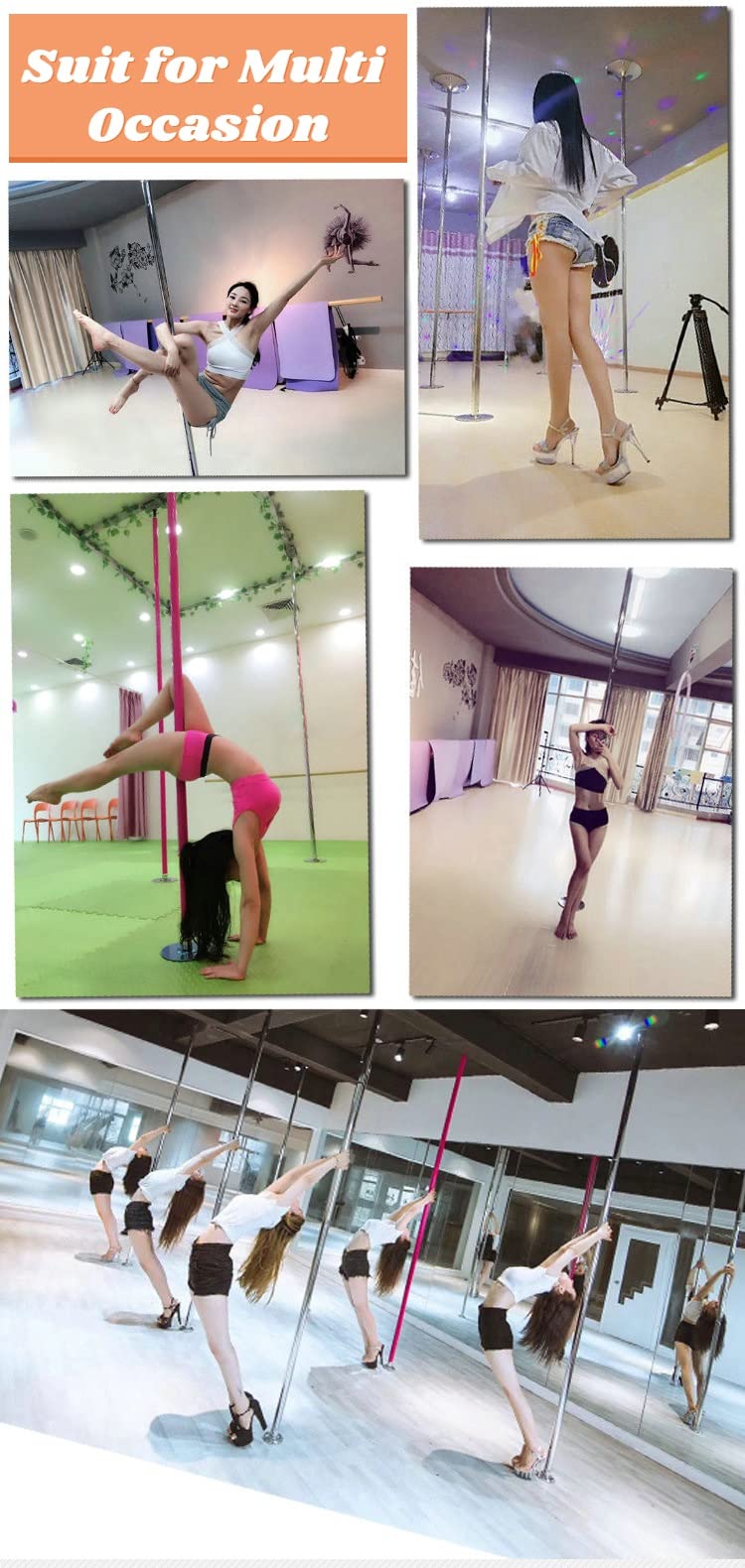 OREKPOT Spinning Pole Portable Removable Dance Pole for Kids - 40mm Portable Spinning Static Dancing Pole with Extension Pole for Home Apartment Club Exercise, Removabl，Silver 7.5FT 10FT/2.3M 3.05M