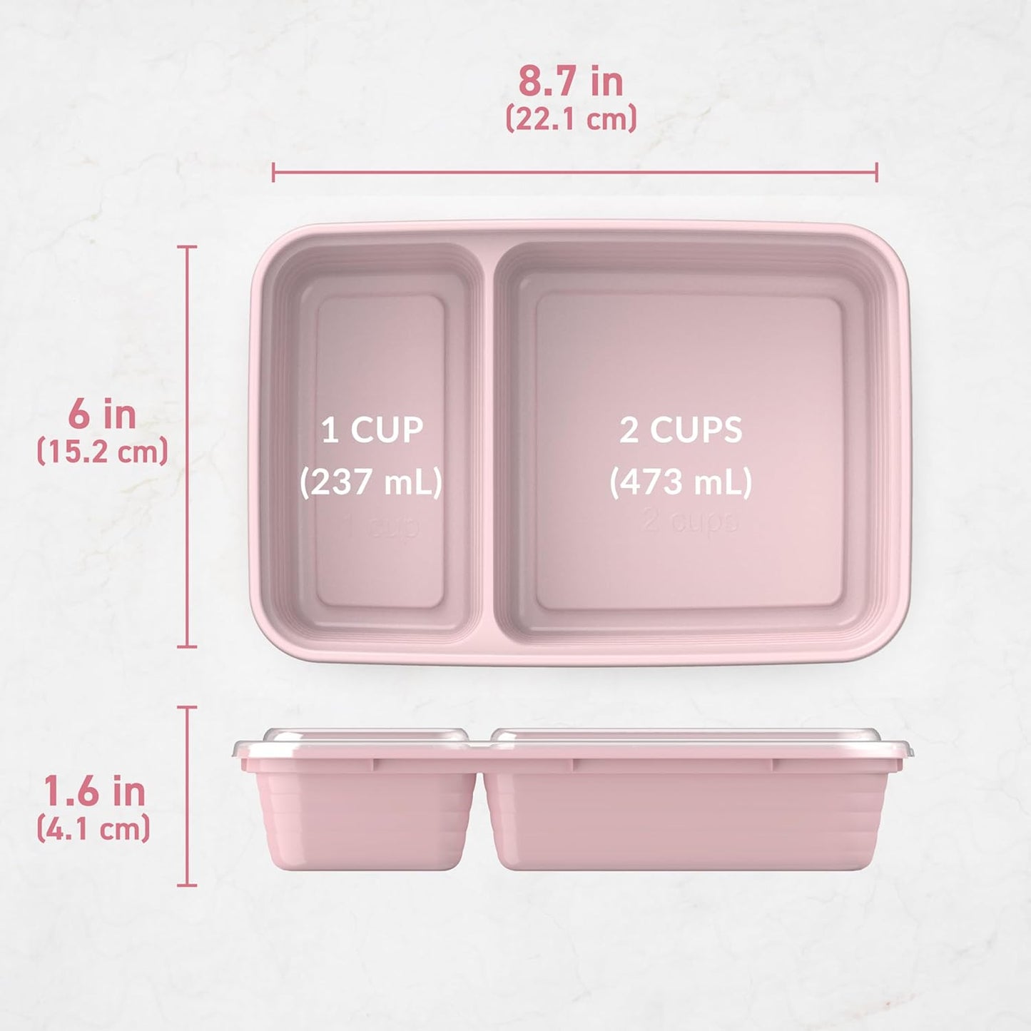 Bentgo 20-Piece Lightweight, Durable, Reusable BPA-Free 2-Compartment Containers - Microwave, Freezer, Dishwasher Safe
