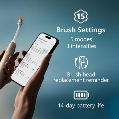 Philips Sonicare DiamondClean 9900 Prestige Electric Toothbrush - with SenseIQ Technology and Advanced AI App, 5 Brushing Modes, 3 Intensity Levels, Charging Travel Case,Midnight Blue, Model HX9990/12