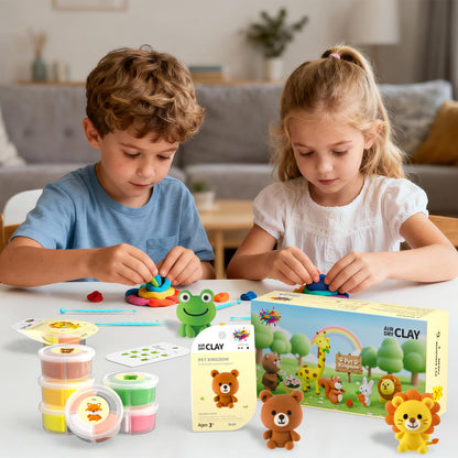 Air Dry Clay for Kids - 6 Animal Themed Modeling Clay Kit, Model Magic Clay with Sculpting Tools and Tutorials, Ultra Light & Soft, Non-Toxic & Safe, DIY Arts and Crafts School Projects for Kids