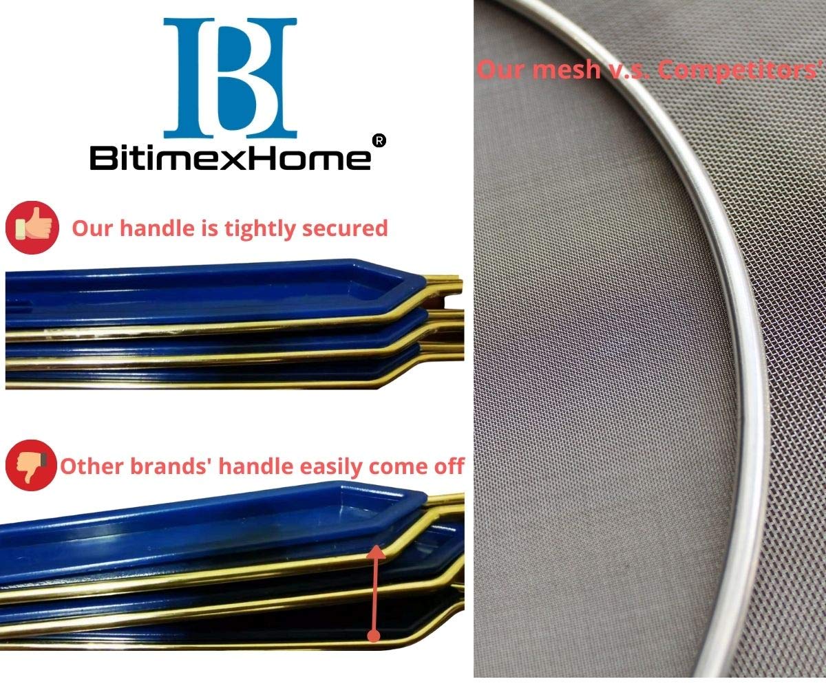 BitimexHome Grease Splatter Screen For Frying Pan Cooking Set of 3 (8", 10" and 11") Fine Mesh Iron Skillet Lid Guard Shield