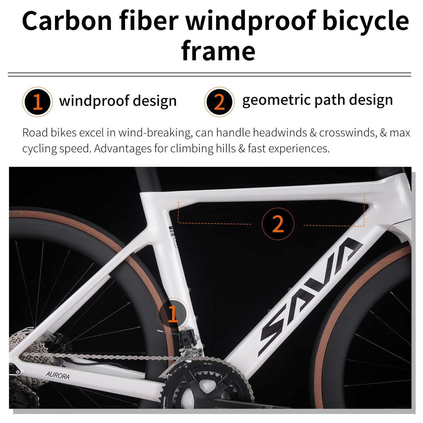 SAVADECK Carbon Fiber Road Bike, Hydraulic Oil Disc Bike with Carbon Fiber Frame and Wheelset, Lightweight Full Carbon Racing Bicycle with Shimano R7120 24S Shift Set for Adults(Black,47cm)