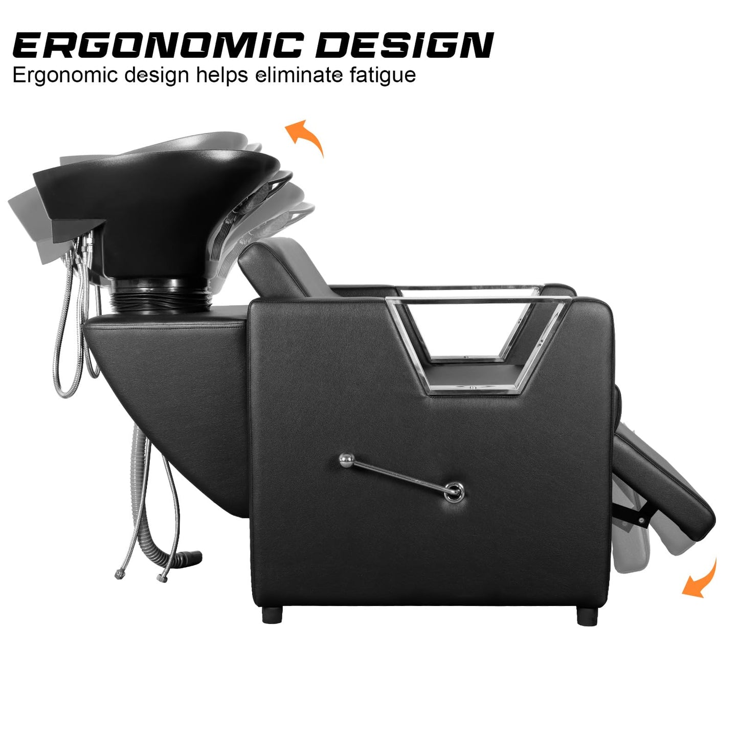 Polar Aurora Backwash Chair Adjustable ABS Plastic Shampoo Bowl Sink with Leg Support for Spa Beauty Salon