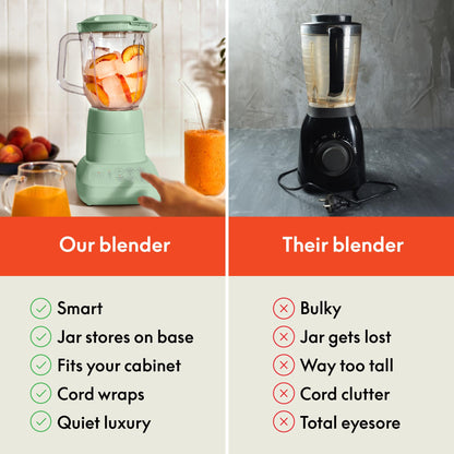 bella 10 Speed Countertop Blender, Juicer & Smoothie Maker, Fits-anywhere™ Kitchenware, Slim Flip & Store Design, Dishwasher Safe 48oz Capacity Pitcher & Lid, Stainless Steel Blade, 450 Watt, Oatmilk