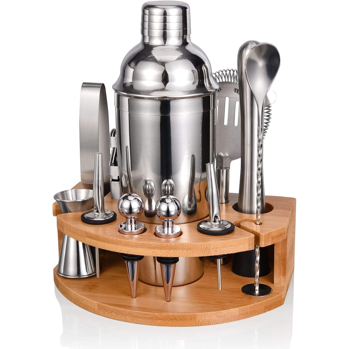Esmula Cocktail Shaker Set,12 Piece 25oz Bartender Kit with Stand,Bar Set for Mixed Drink, Professional Bar Accessory : Shaker,Jigger,Strainer,Muddler,Liquor Pourers, House Warming Gifts