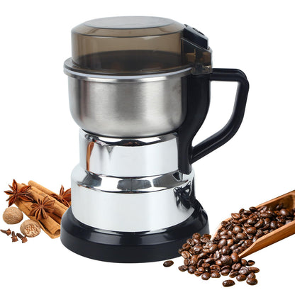 Huitban Electric Coffee Grinders，150-300w Silver Spice Grinder, One-Button Operation to Grinder Coffee Beans, Spices, Dry Herbs, Nuts, etc.1 Plastic Brush and 1 Plastic Spoon Included