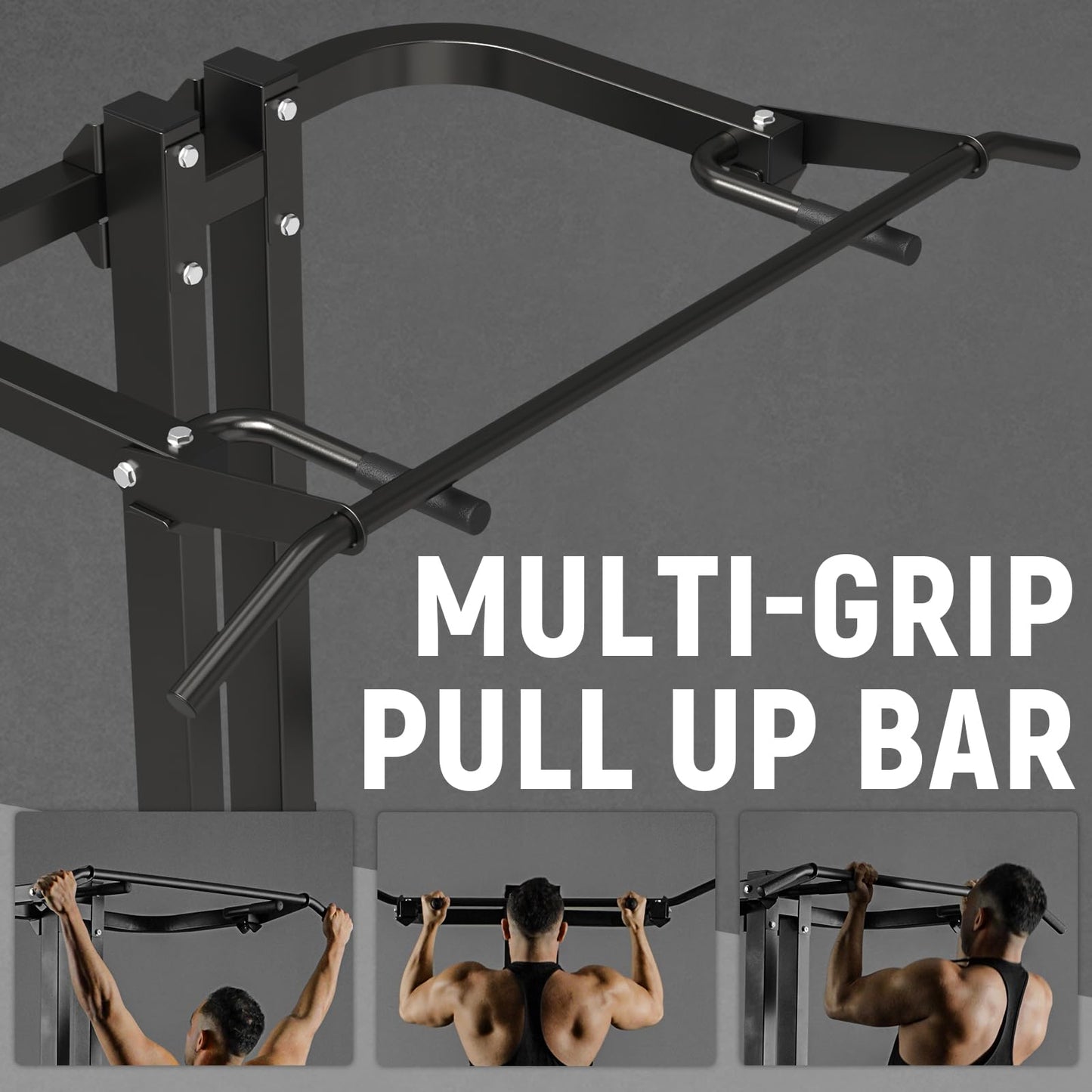Assisted Pull Up Machine, GMWD 600 lbs Leverage-Assisted Chin and Dip Machine, 4-in-1 Plate Loaded Gym Equipment, Pull Up Machine with 1:1 Counterweight System & Band Peg for Home Gym