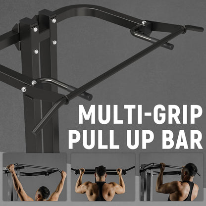 Assisted Pull Up Machine, GMWD 600 lbs Leverage-Assisted Chin and Dip Machine, 4-in-1 Plate Loaded Gym Equipment, Pull Up Machine with 1:1 Counterweight System & Band Peg for Home Gym