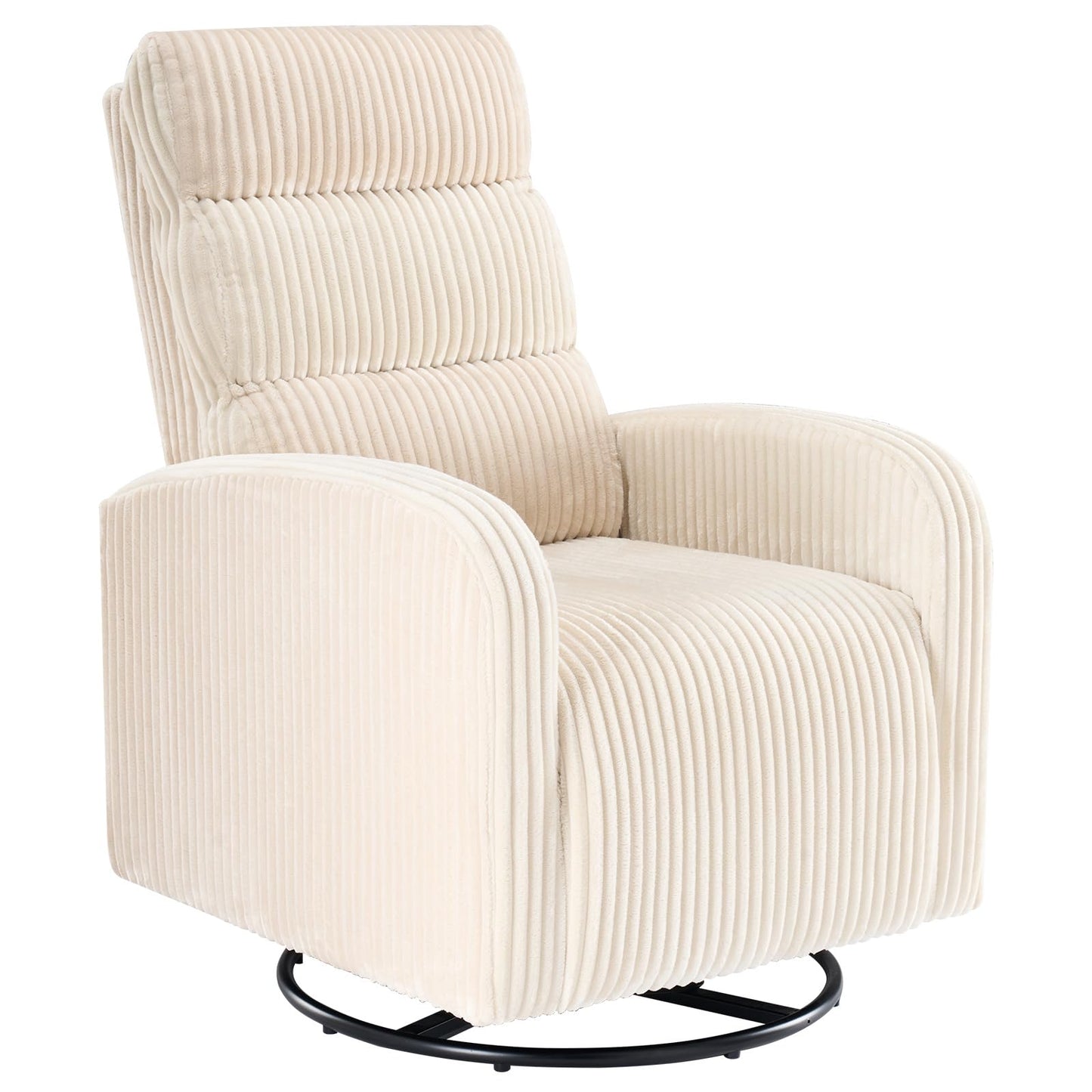 DUMOS 360°Swivel Nursery Chair, Comfy Chair for Bedroom, Rocking Chair with Thickened Seat Cushion, High Back Sofa Chairs for Living Room, Nursery Room and Reading Room, Beige