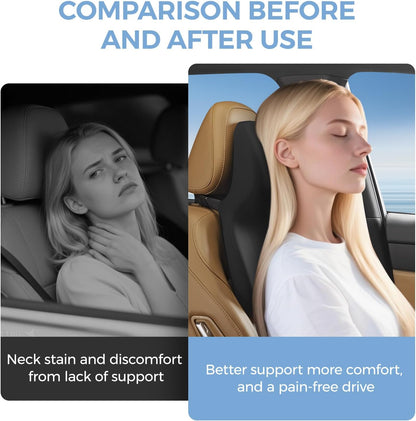 1 Pack) BEBAS Car Headrest Pillow, Ergonomic Neck Pillow with Memory Foam, Enlarged Surface for Head Neck Shoulder