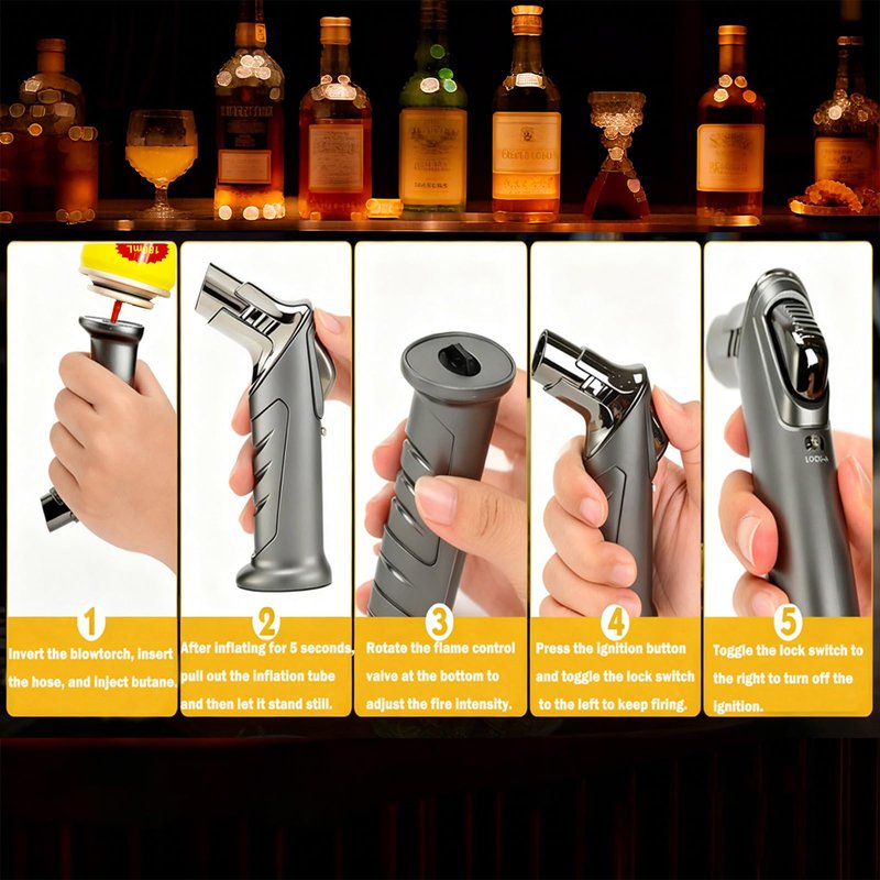 Whiskey Smoker Kit with Torch - 6 Flavors Wood Chips, 2 Metal Ice Cubes, 2 Glasses - Cocktail Smoker Infuser Kit, Old Fashioned Drink Smoker Kit, Birthday Whiskey Bourbon Gifts for Men,Dad(NO Butane)