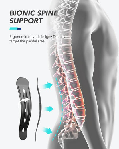 Fitomo Back Brace for Lower Back Pain Relief, Carbon Fiber Support, Ergonomice Curved, Ultra-thin Air Mesh, Lightweight and Adjustale Design, Size L