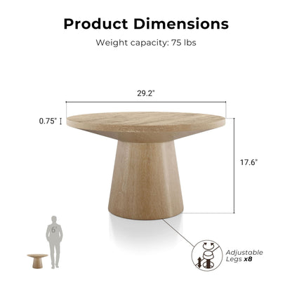 Furniture of America Lestara Modern Solid Wood 29-inch Round Coffee Table with Cone-Shaped Pedestal Base, Living Room Furniture for Small Space, Home Office, Oak