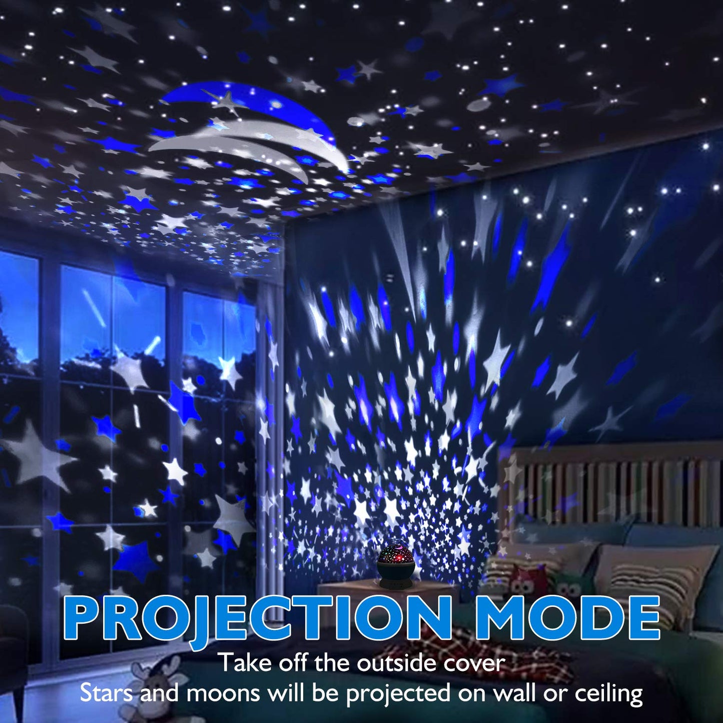 Night Light for Kids, Kids Night Light Nebula 360 Degree Rotation - 4 LED Bulbs 12 Light Color Star Projector Changing with USB Cable, Romantic Gifts for Men Women Children
