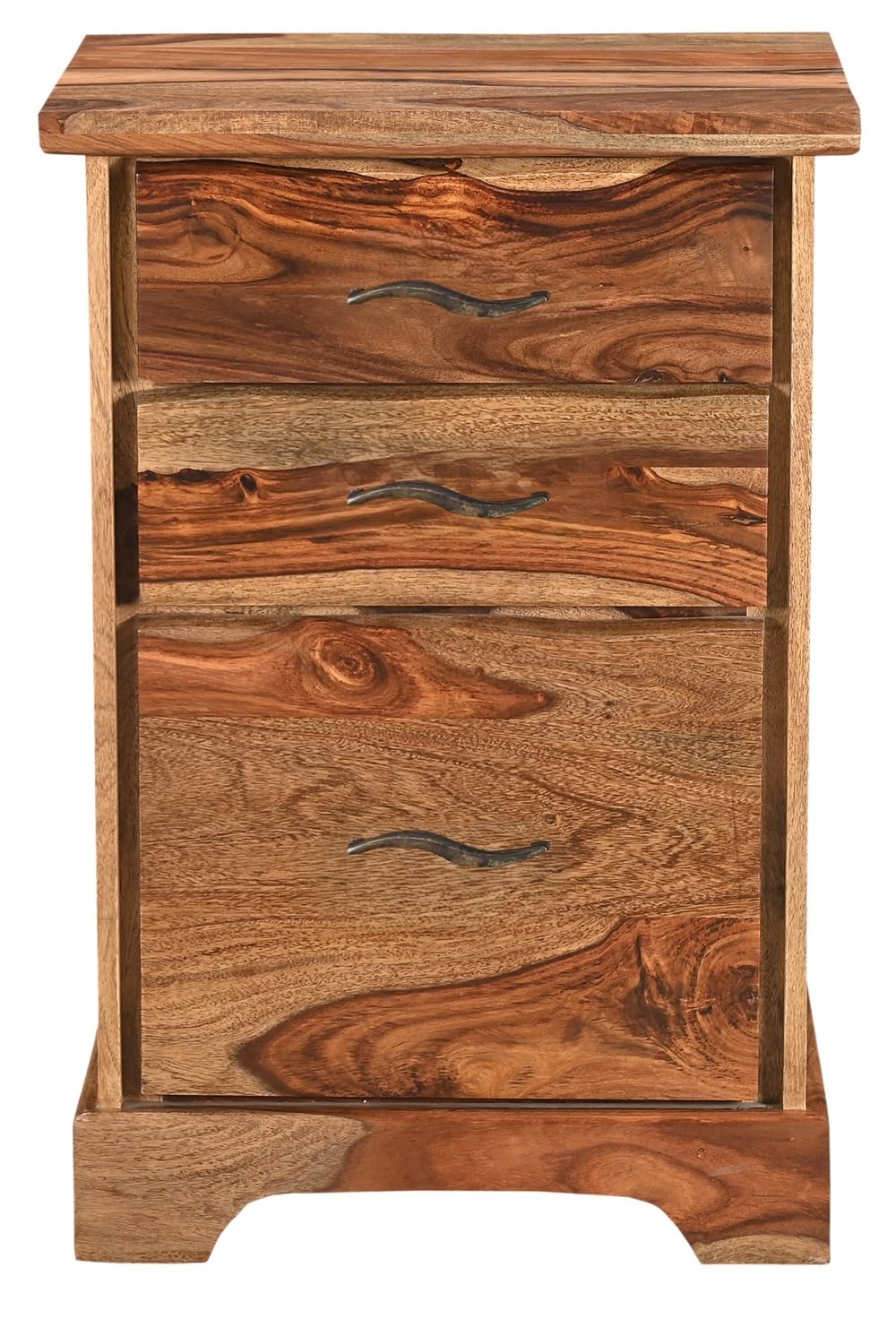 Taran Designs Darcy 3-Drawer Live Edge Solid Wood Filing Cabinet in Brown