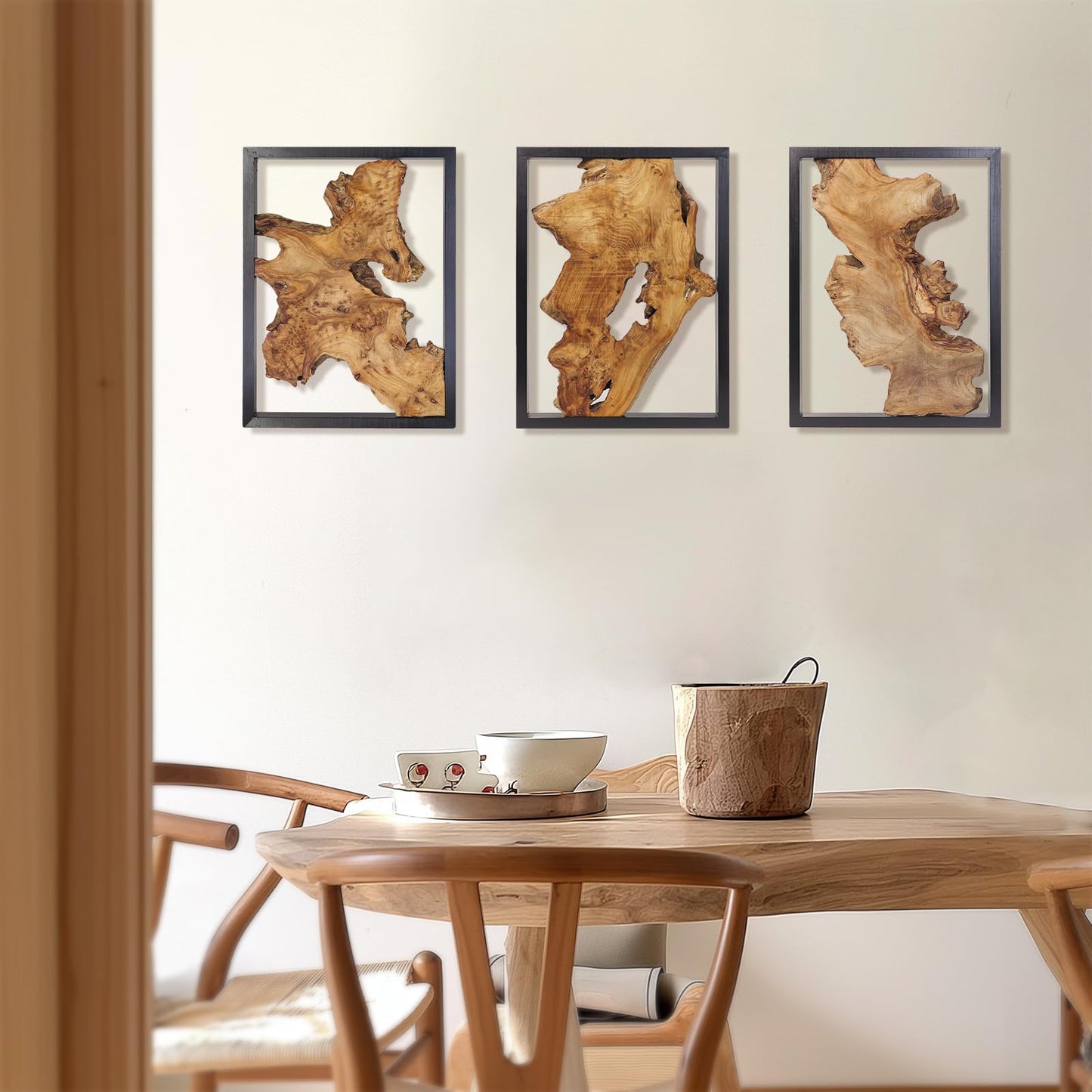 Modern Wood Wall Decor- Natural wood Handcrafted Rustic Charm for Your Home - Perfect for Living Room, Bedroom,Kitchen,or Office