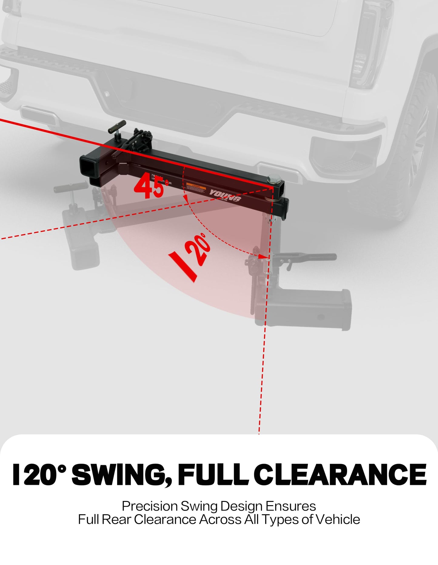 Young 250 lbs Heavy Duty Swing Away Hitch Adapter for Bike Rack & Cargo Carrier, Pre-Assembled 2" Hitch Extender