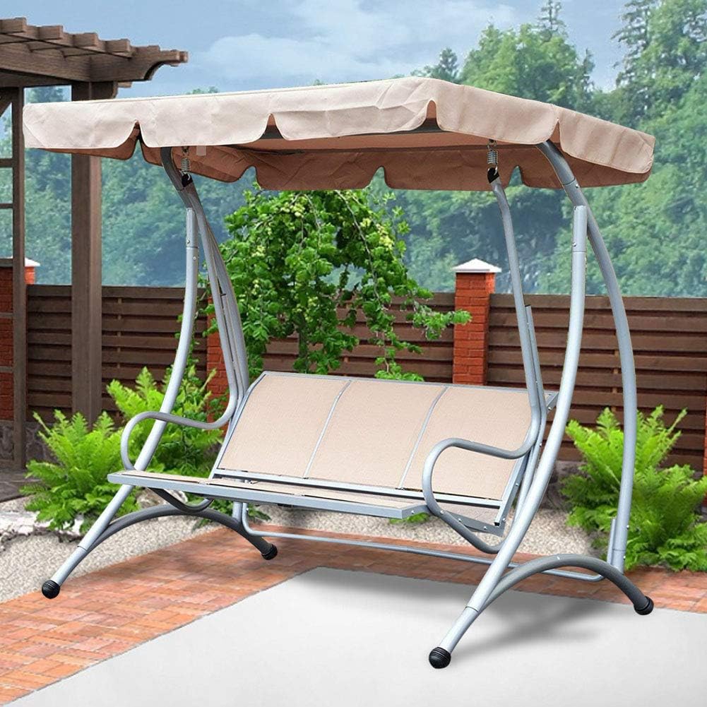 Windproof Porch Swing Canopy Top Cover, Waterproof Sunshade Protector for Outdoor Garden Patio Swing Seat