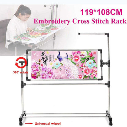 Adjustable Needlework Floor Frame for Art Craft Sewing - Standing Embroidery Lap Table and Cross Stitch Craft Stand, Ideal Holder for Crafting Enthusiasts.