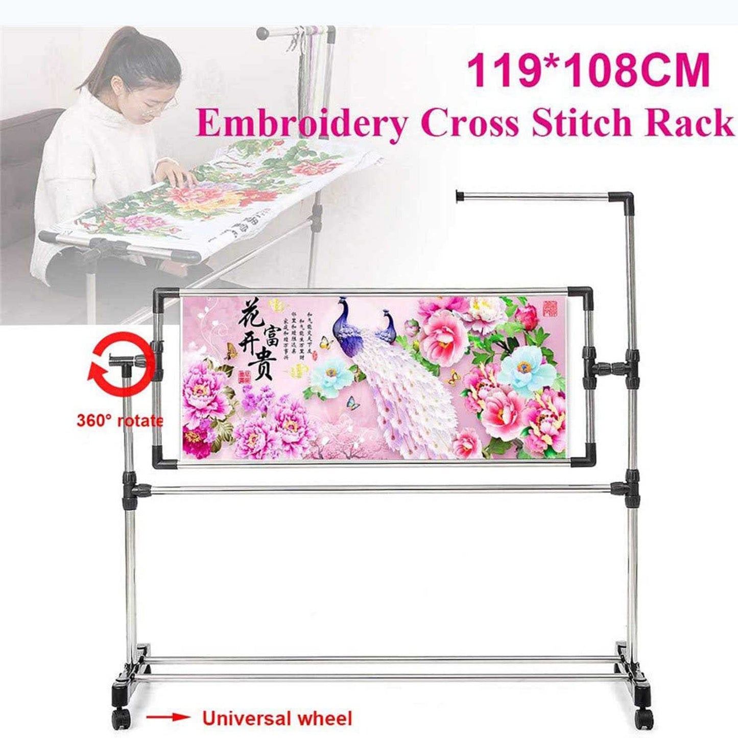 Adjustable Needlework Floor Frame for Art Craft Sewing - Standing Embroidery Lap Table and Cross Stitch Craft Stand, Ideal Holder for Crafting Enthusiasts.