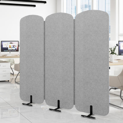Natwind 3-Panel Office Room Divider, 73.2 x 71 inches Portable Office Partition, Freestanding Folding Privacy Wall for Cubicle & Temporary Indoor Space Separation (Grey)