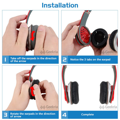 Geekria QuickFit Replacement Ear Pads for Beats Solo HD Headphones, Ear Cushions, (Not Compatible with Other Headphone Models), Repair Parts with Video Guide (Black)