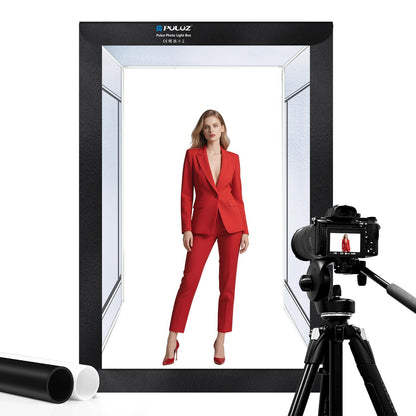 PULUZ Professional Large Photo Light Box Photography Studio, 47x31x78inch Large Lightbox Photo Video Continuous Lighting Softbox Shooting Tent Kit with 2 Colors PVC Backdrops