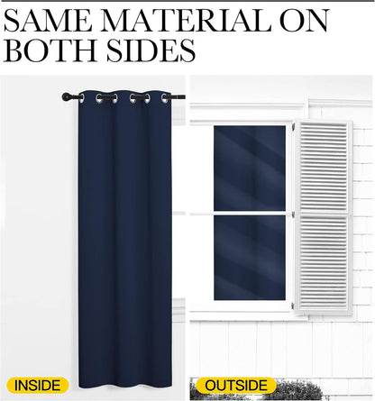 NICETOWN Navy Blackout Curtains - 55" x 90", 2-Piece Grommet Panels for Sunlight Blocking & Modern Design