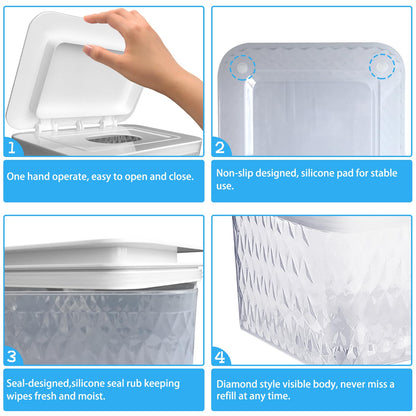 AWGOU Wet Baby Wipes Dispenser - Large Capacity Wipe Holder Seal-Designed Dust-Proof Wet Wipes Container Keep Diaper Wipes Fresh