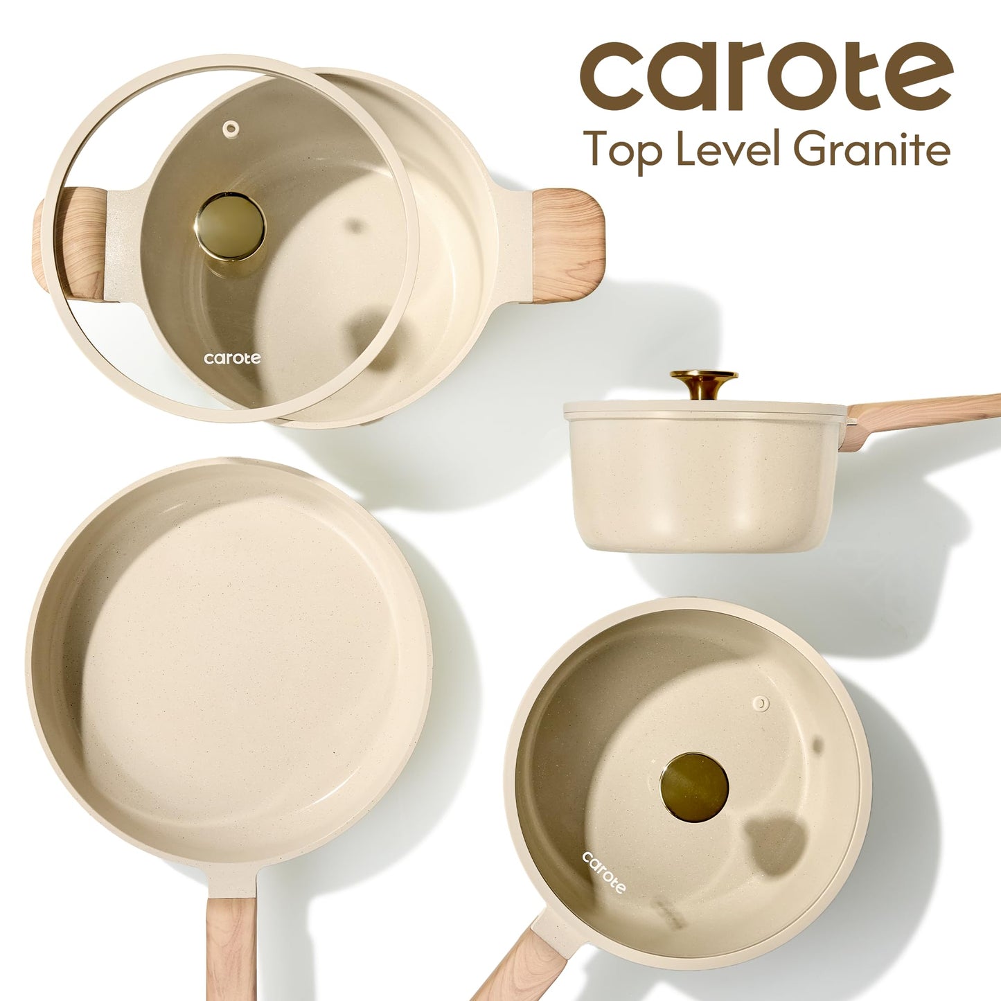 CAROTE 1.5Qt & 2.5Qt Sauce Pan Sets with Lid Ceramic Nonstick Pot Set Non Toxic Saucepan with Stay-cool Handle Small Kitchen Cooking Pots, Easy to Clean, Induction Comptable, PFOA FREE