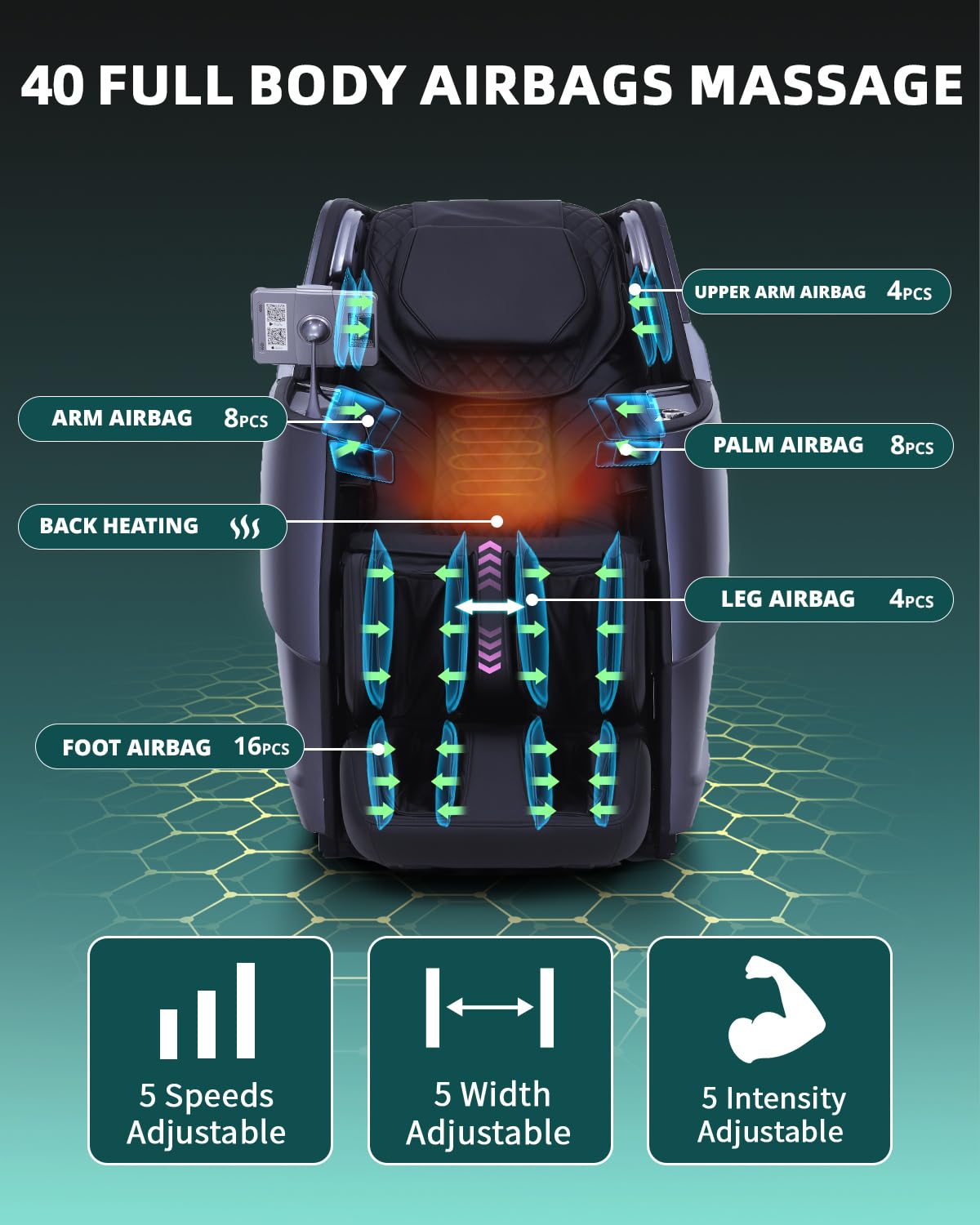 RelaxRelife Massage Chair Full Body, 4D Zero Gravity Massage Chairs, 20 Auto Modes, 11 Massage Technique, 40 Airbags Shiatsu Massage, APP Control with HiFi Bluetooth Speaker Black