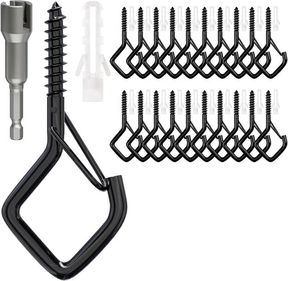 coutnier 20 2.36 inches, PCS Screw Hooks with Safety Buckle, Heavy Duty Ceiling Hooks for Hanging Outdoor String
