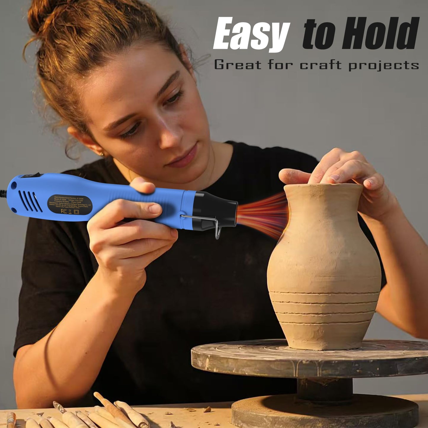 Mini Heat Gun, 2-Temp Settings 482℉ & 662℉（250℃&350℃） Fast Heat Hot Air Gun Tool and 5Ft Long Cable Overload Protection for Crafting, Vinyl Wrap and Shrink Tubing